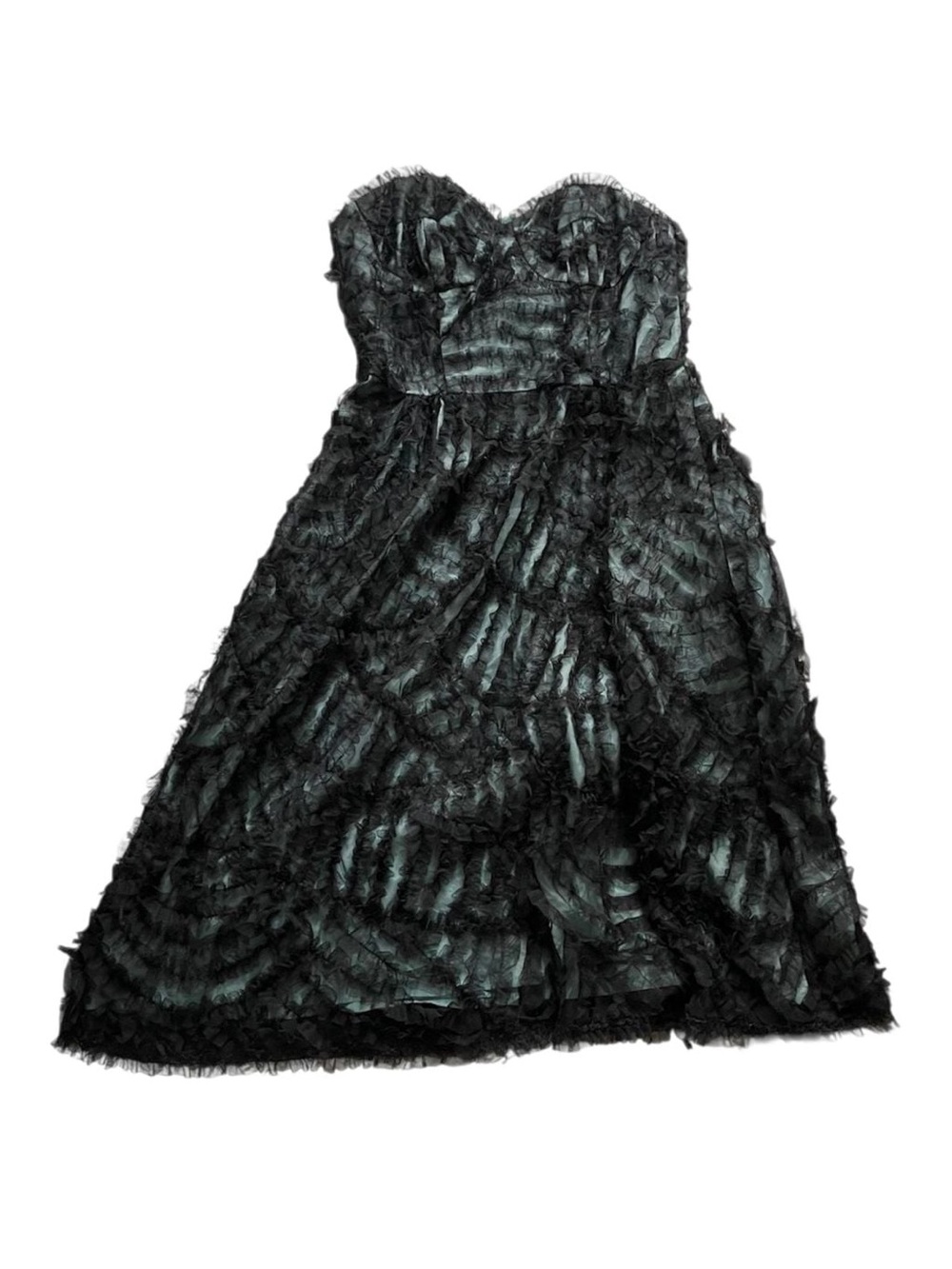 Vintage 2000s Nanette Lepore Black Tulle Ruffled Strapless Corset Dress
